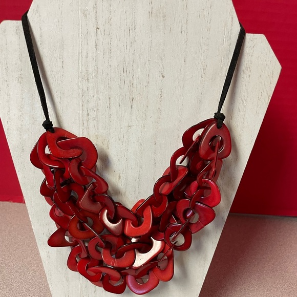 Jewelry - Super Cool Red Resin Three Strand Necklace.